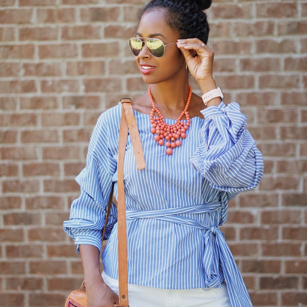 Zara Striped Wrap Blouse
